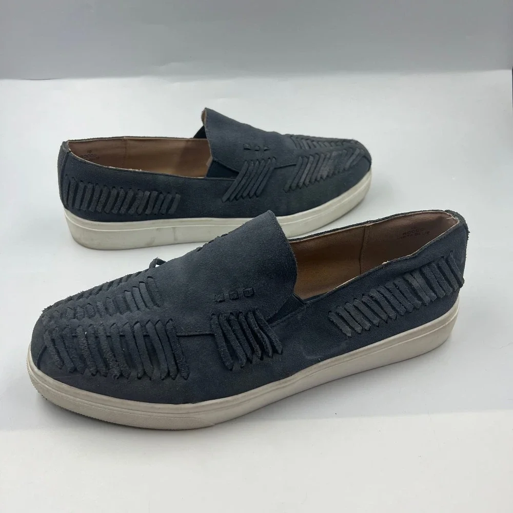 Sole Society‎ Woven Gray Blue Cow Suede Casual Loafer Leather Slip On Women's 10